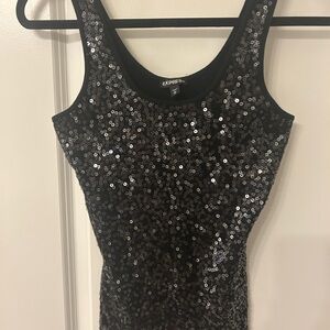 Express Black Sequin Tank Top Size Medium